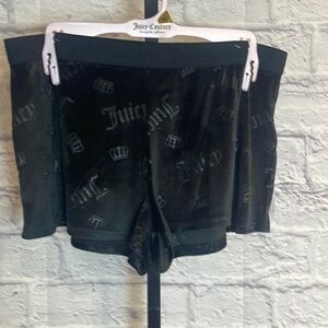 NWOT Juicy Couture Black Velour Women's Lounge Shorts Size XL